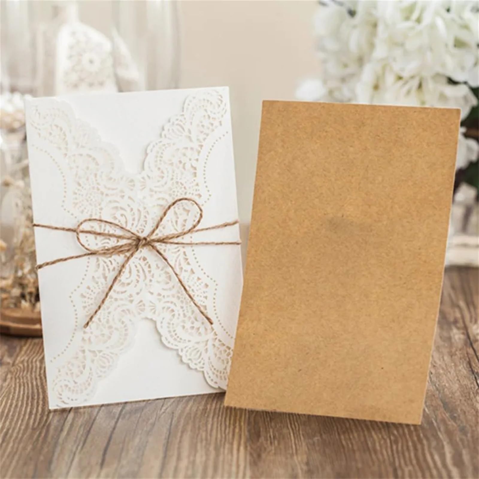 Zestaw 50 sztuk papieru z kopertami, prezent urodzinowy, kartki okolicznościowe, dekoracje ślubne, artykuły imprezowe na ślub, zaręczyny, rocznicę (biały)(Yellow)