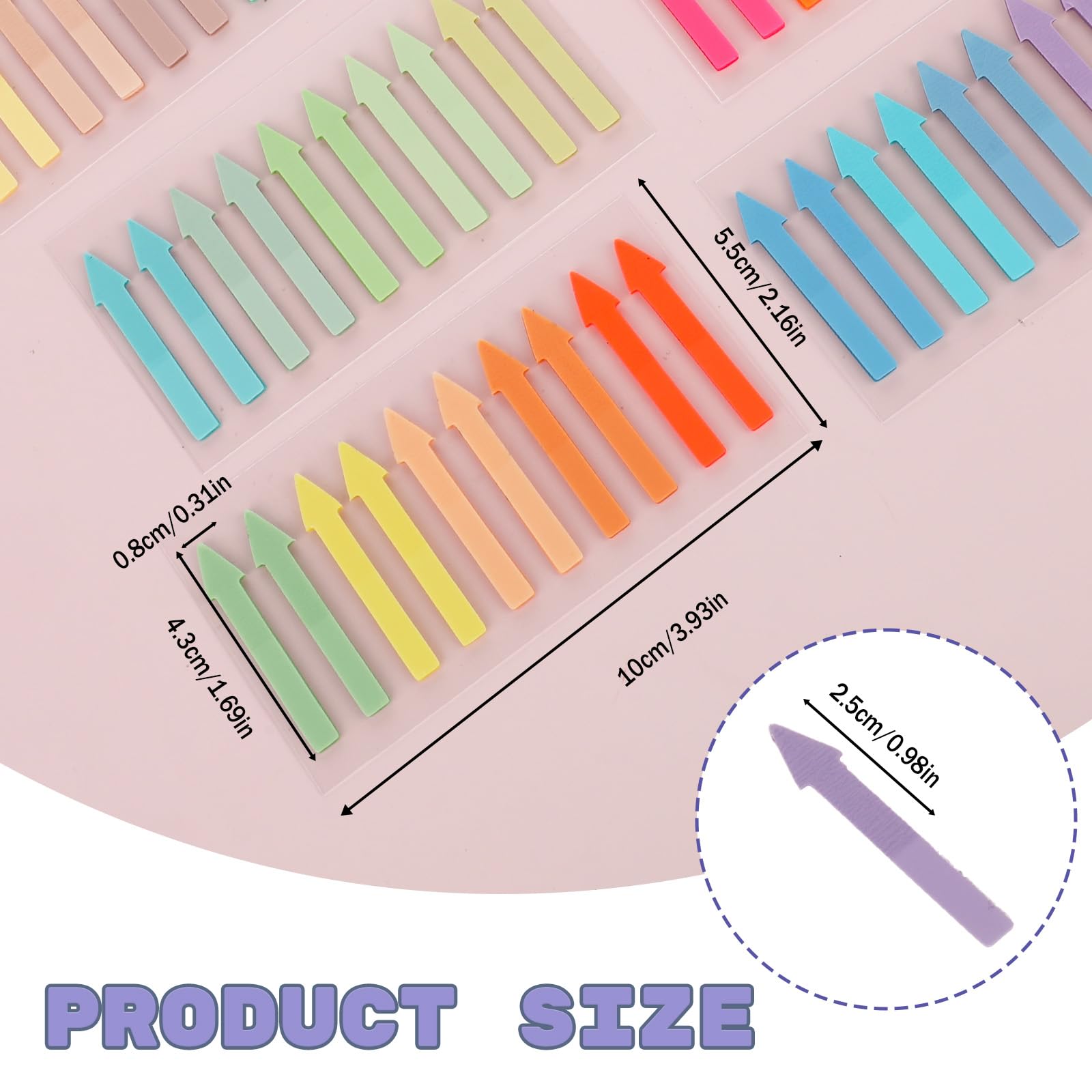 Molain 1200 Stück Haftnotizen Set, Haftstreifen Farbige Klebezettel Pfeil Index Tabs Selbstklebend heftstreifen page marker zum Markieren und Hervorheben von Seiten(Farbe 2)