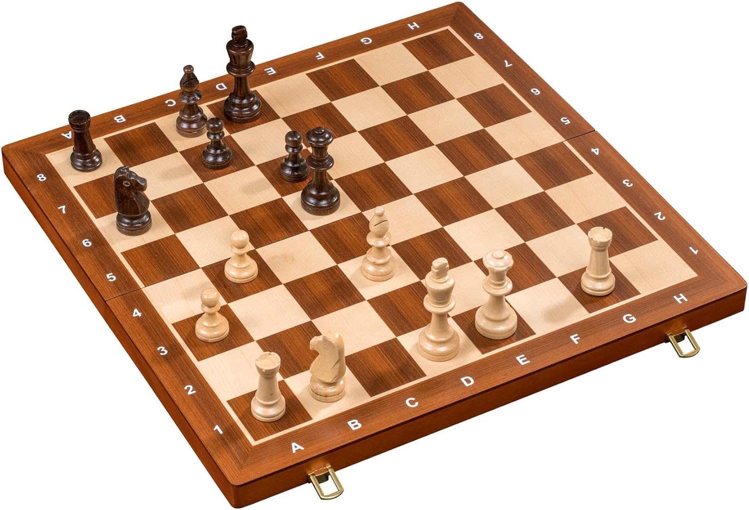 Philos Deluxe Wooden Chess Set with Folding Board and Pieces (475mm Board, 90mm King)