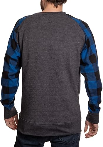 Miniatura 2 de Calhoun NHL Surf & Skate Buffalo Plaid raglán para hombre con parche deshilachado cosido