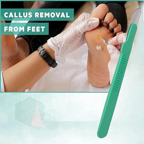 Miniatura 5 de Bisturí facial estéril desechable #21, herramienta de depilación y dermaplaning, cuchillas de acero al carbono de precisión con mango de plástico,