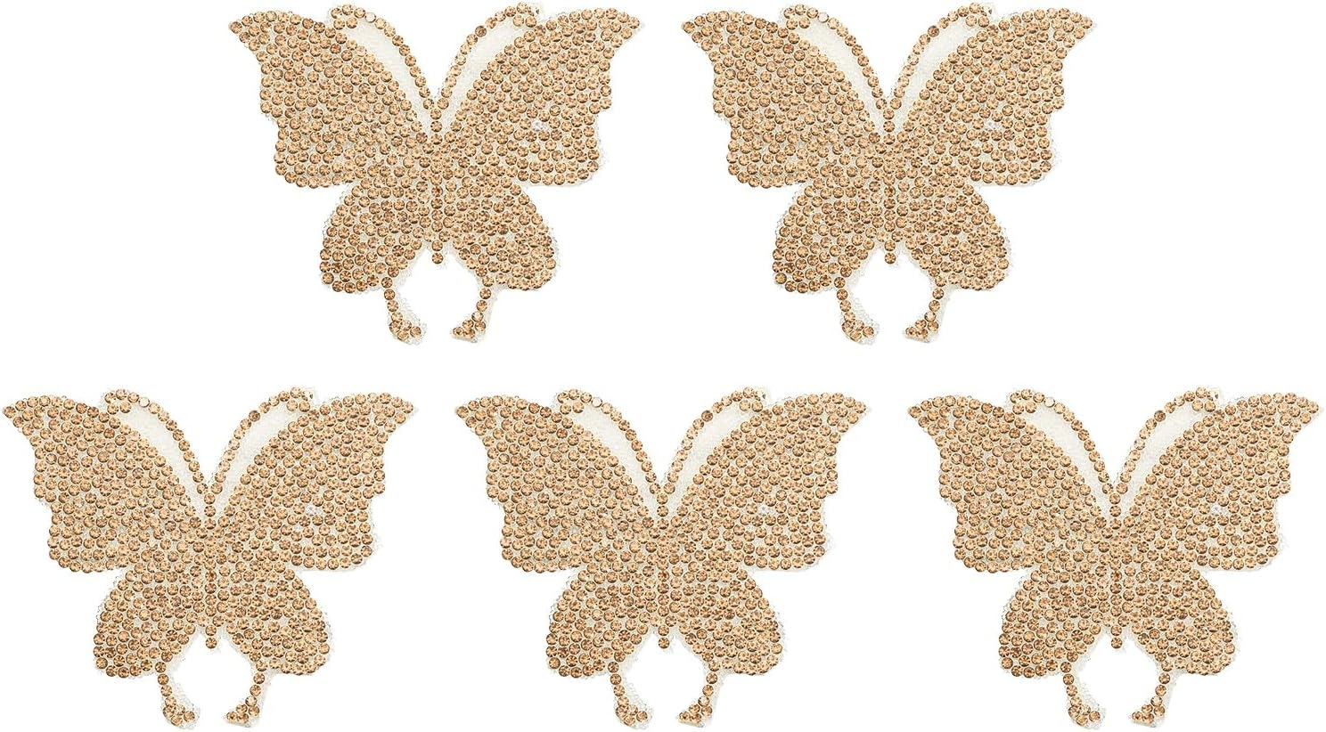 PATIKIL 5Pcs Butterfly Car Decals for Women, 2.8" x 2.4" Rhinestone Crystal Car Sticker Self Adhesive Glitter Sticker Decoration for Bumper Window Laptops Luggage, Champagne