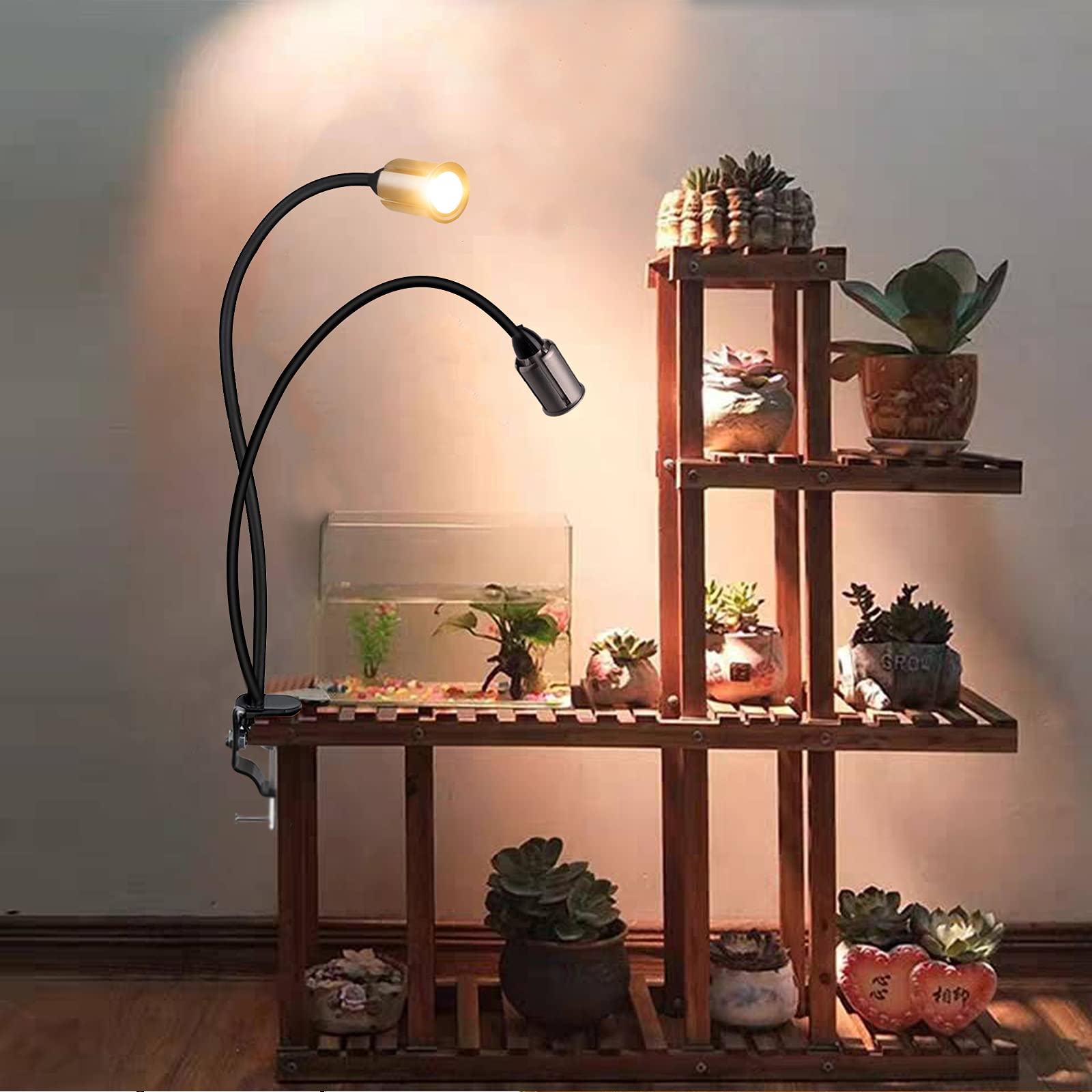 ① 植物育成LEDライト×2 モデル：MH-480MA-62BH Amazon.co.jp: LED植物育成ライト 2灯式 角度調節/回転可能 5段階調光