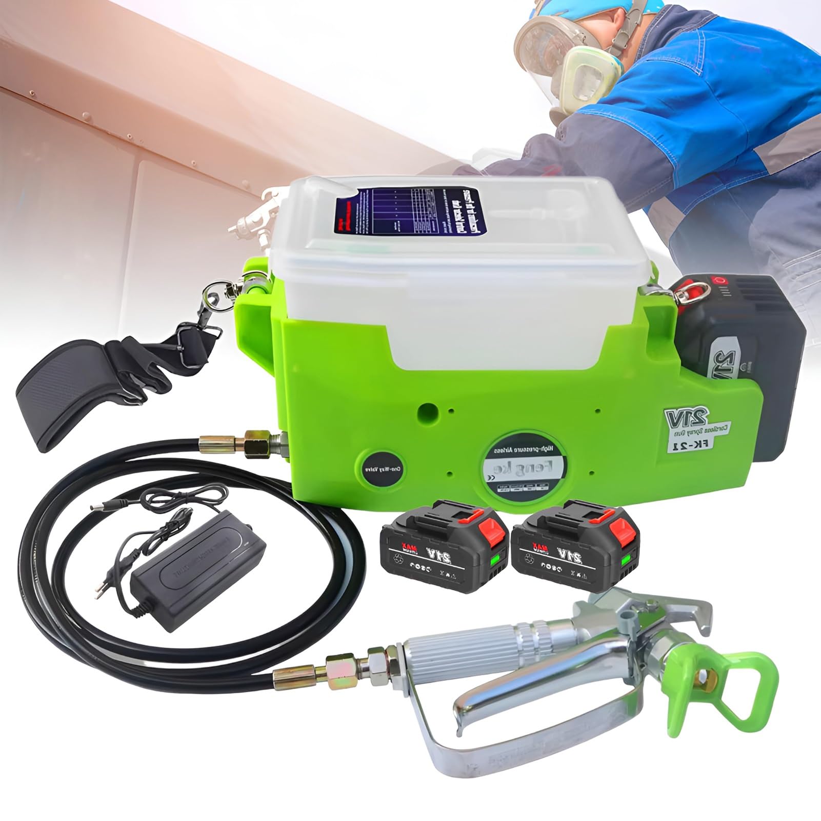 Pulverizador de pintura sin aire de pared inalámbrico de 500W con manguera de 1,7L