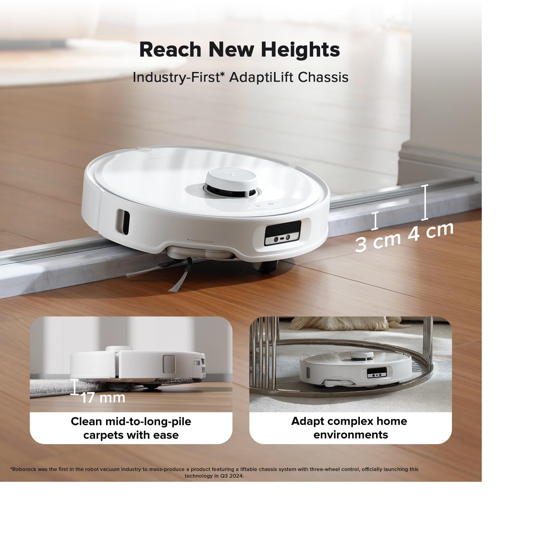 roborock Qrevo Curv Robot Vacuum and Mop, 18,500Pa Suction, Zero-Tangling, DuoDivide Main Brush, FlexiArm Arc Side Brush, FlexiArm Mop, AdaptiLift Chassis, Self Washing & Drying, Self-Emptying - 3