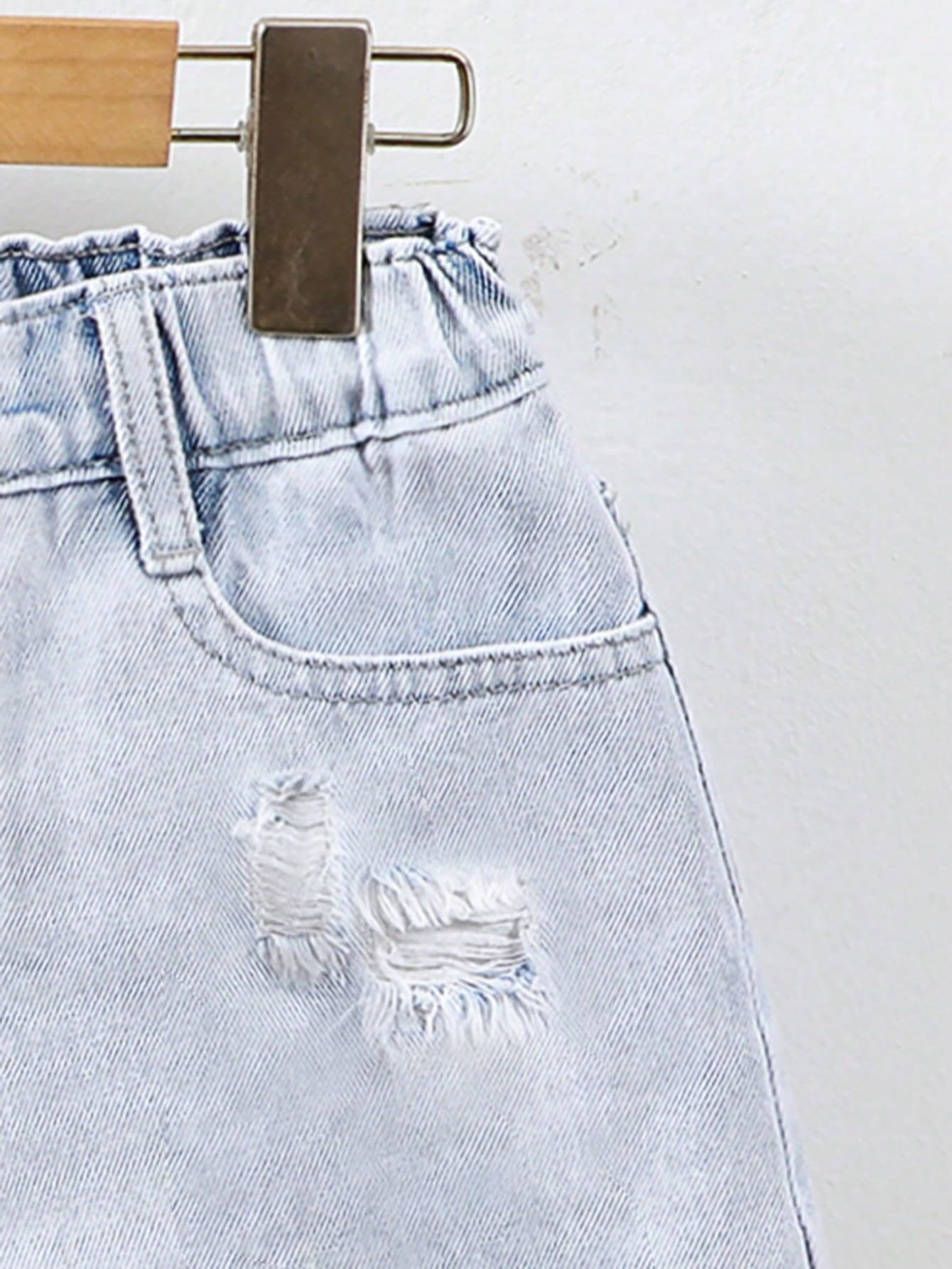 Floerns Pantaloncini da ragazza con elastico in vita distruggere i pantaloncini di jeans con orlo grezzo