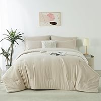 Vista 2 de KAKIJUMN Juego de edredón individual de 2 piezas con 1 edredón y 1 funda de almohada (caqui, individual)