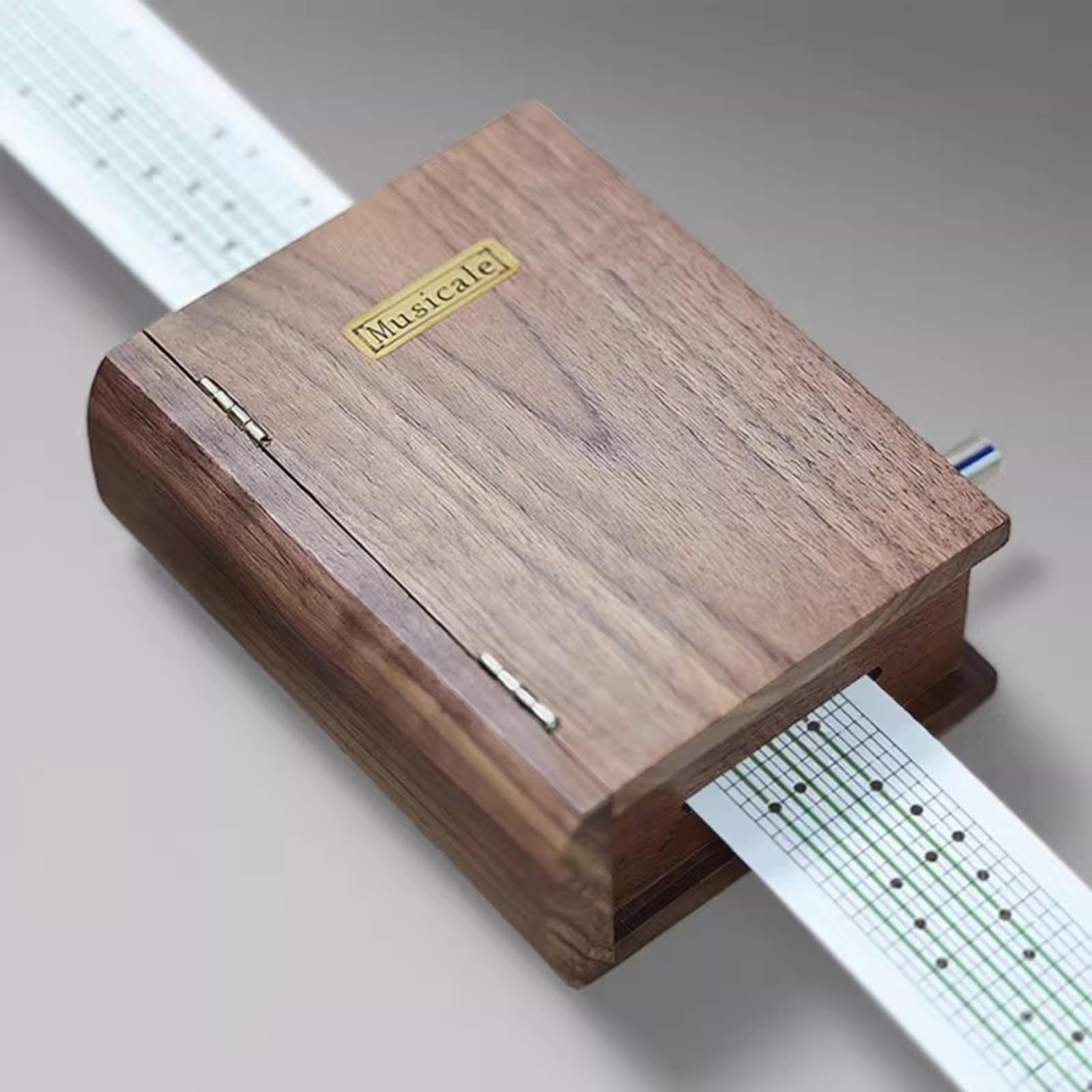 Caja musical de madera con mecanismo de 15 notas, mecanismo de manivela, incluye cinta de papel en blanco para música personalizada, para amigos y seres queridos