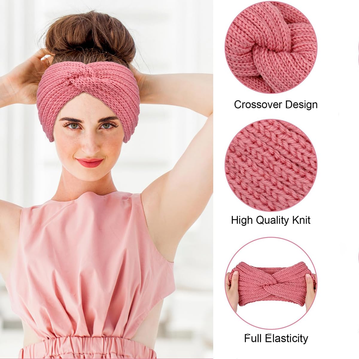 Winter Knitted Headband,3 Pieces Winter Headbands for Women's Hair Hairband Ear warmers Elastic Fall and Winter Versatile for Women Girls Headband - Image 4