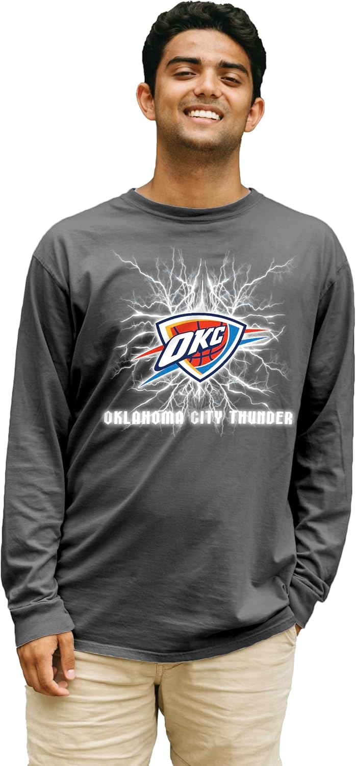 Blue 84 NBA Unisex-Adult NBA Officially Licensed Long Sleeve T-Shirt Ringspun Electric Black - Image 2