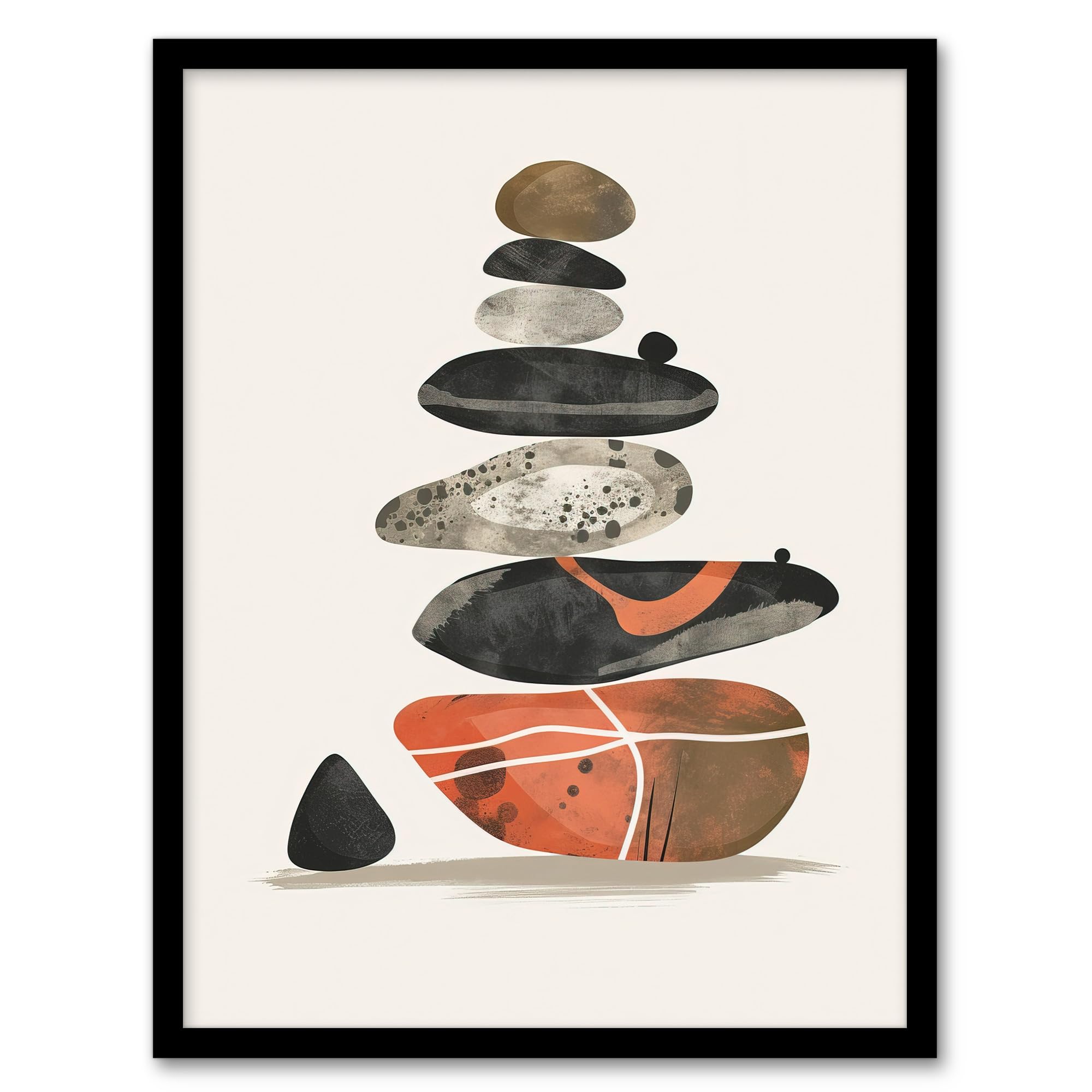 Stacked Stones Zen Cairn Boho Vertical Framed Art Print - Artery8