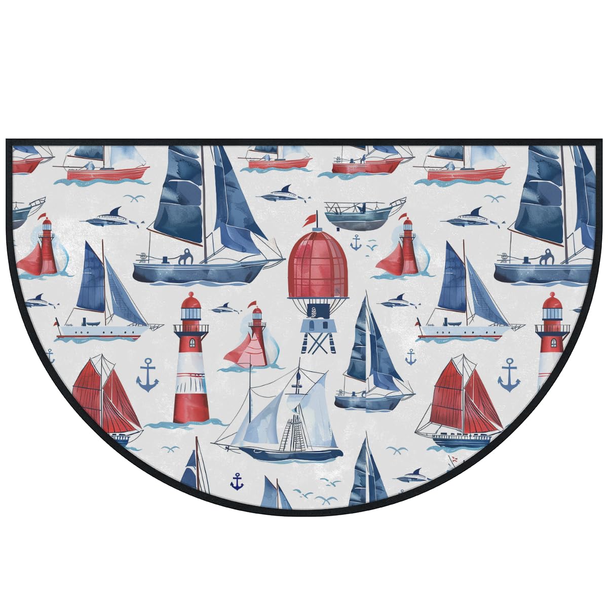 Mexpekil Tapis de porte demi-lune en demi-lune pour intérieur et extérieur, antidérapant, lavable, tapis de sol demi-rond, absorbant la saleté, 100 x 160 cm