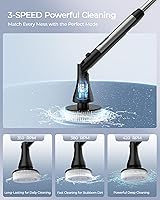 Vista 6 de MayKing Electric Spin Scrubber with 9 Brush Heads, 3-Angle & 4-Length Adjustable Cordless Power Scrubber, 3-Speed & Battery LED Display, Electric