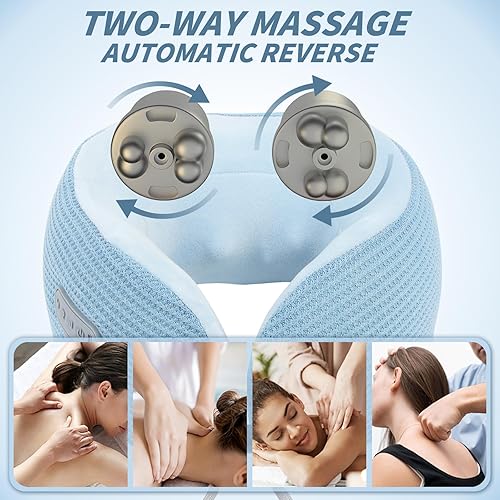 Miniatura 5 de Masajeador eléctrico de cuello, almohada de viaje portátil con masaje y calor, masajeador vibratorio recargable, perfecto para aliviar el dolor en