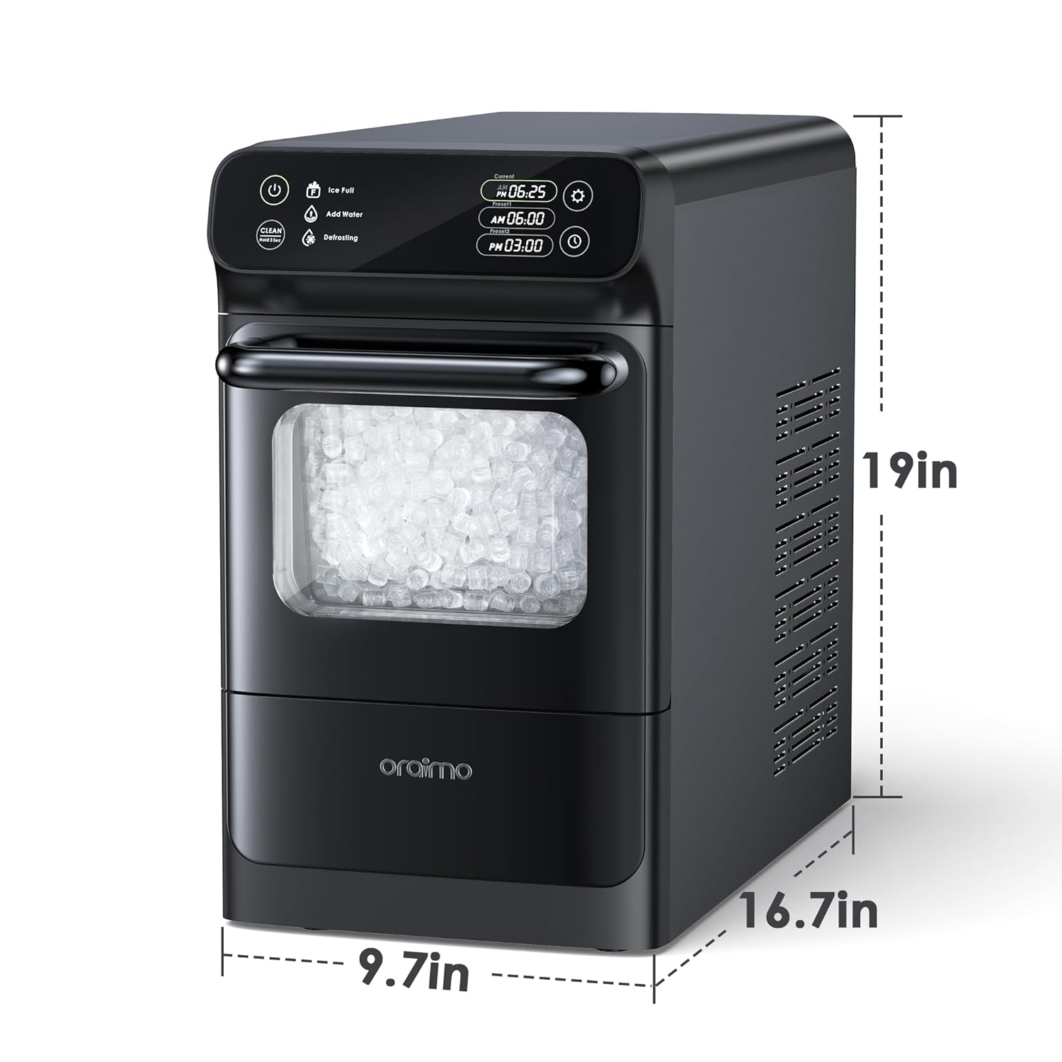 Oraimo Nugget Ice Maker 812A, máquina de hielo para encimera, 33