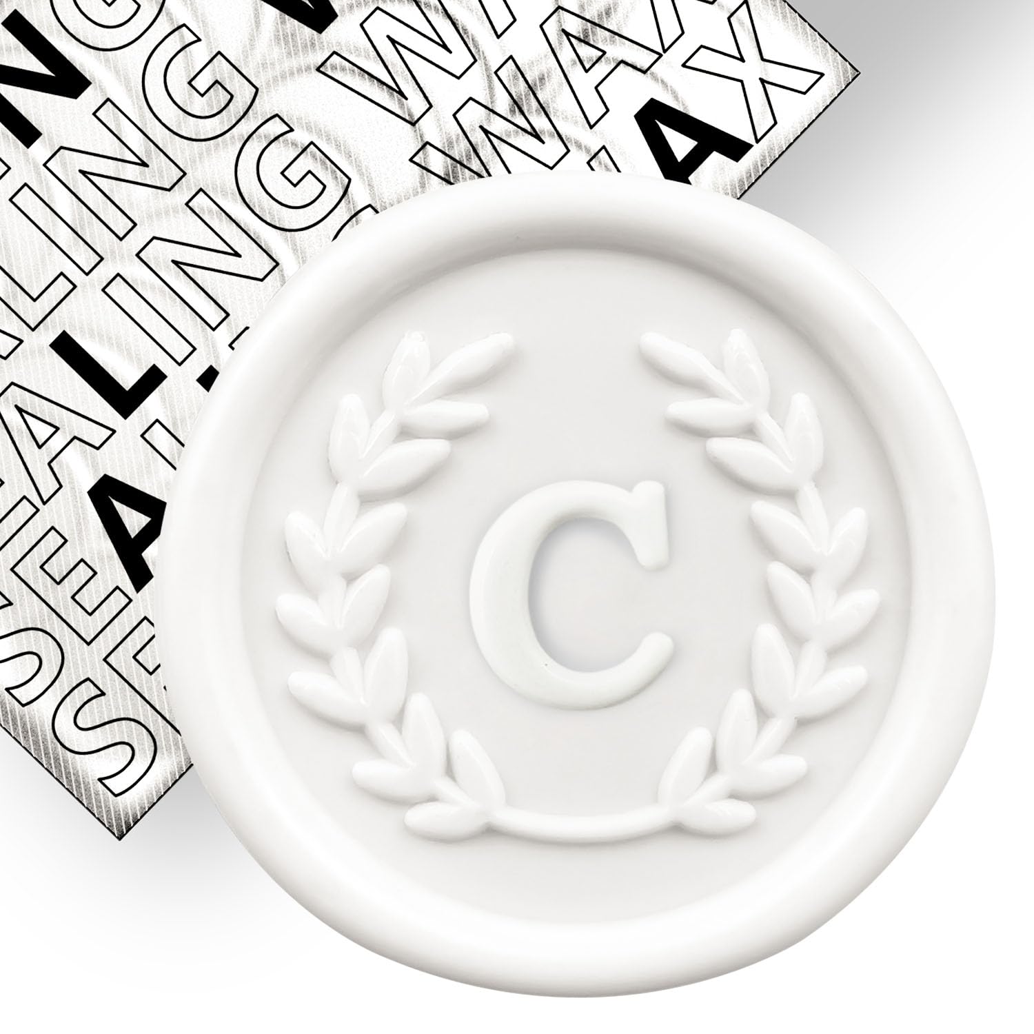 50Pcs White Letter C Adhesive Wax Seal Stickers, Hand-Made, No Need Seal Stamp, Tear and Use Wax Stickers for Wedding Invitations, Envelopes, Christmas Gift