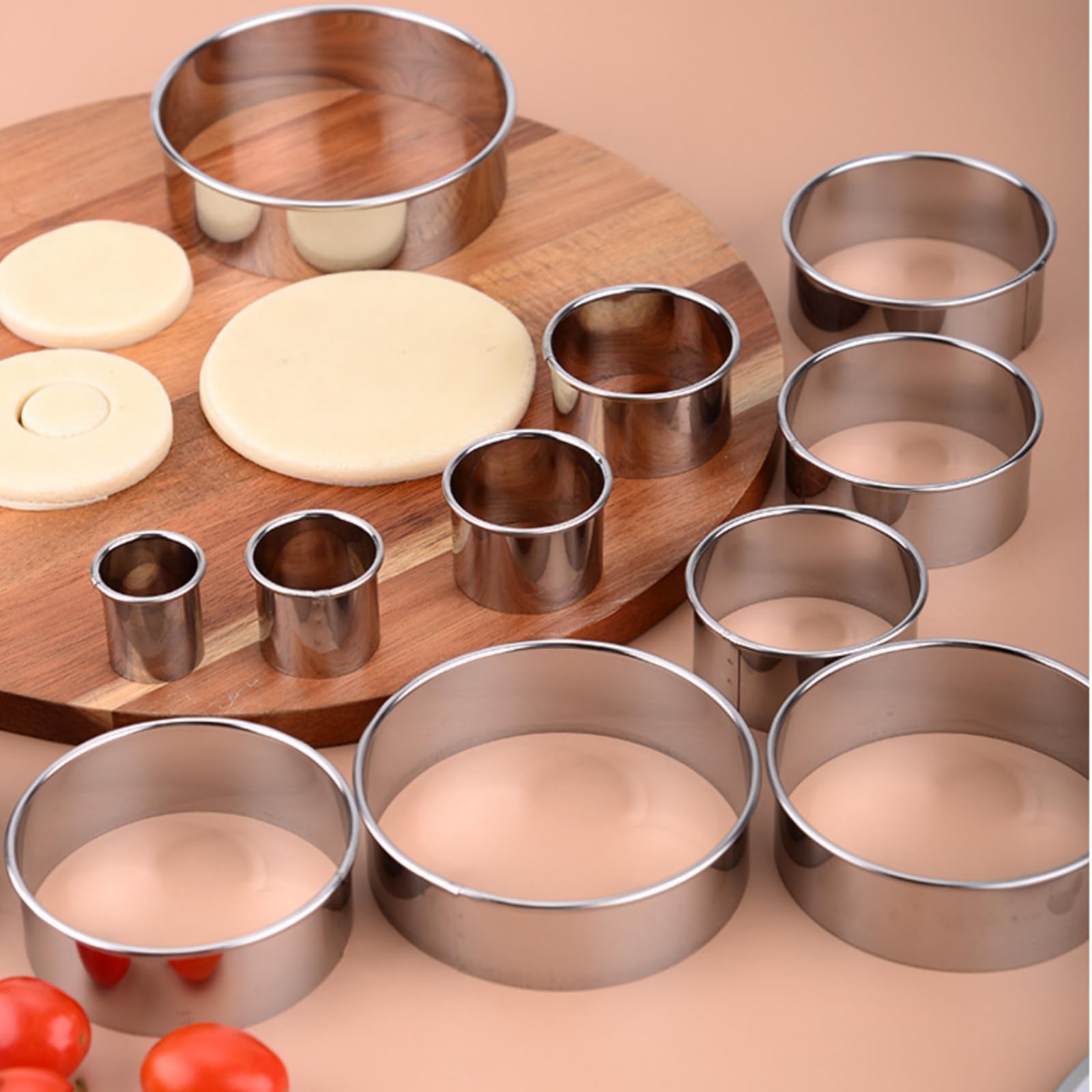 Elsrantor - Set De 12 Emporte-Pièces Ronds En Acier Inoxydable, Tailles 2.4 à 11.2 Cm - Pour Biscuits, Tartelettes, Pâtisserie
