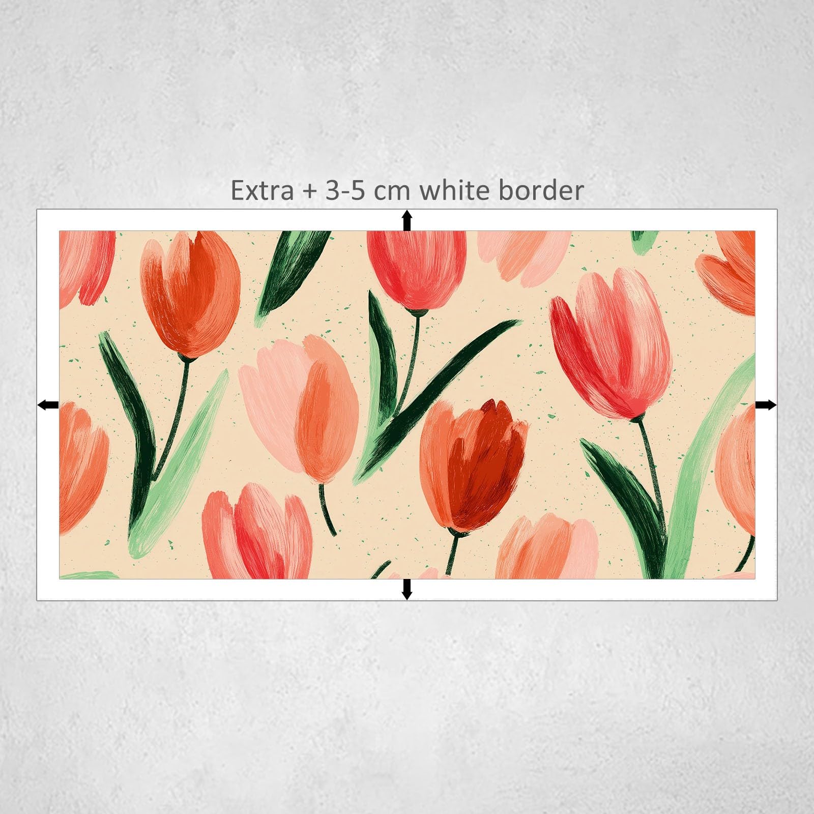 Generisch Verträumt Aquarell Botanisch Tulpe Modernes Leinwandbild 140L x 70B cm mit Rahmen, Vintage Stil XXL Wanddeko für Wohnzimmer Geschenk Idee Einzug - Hochwertiger Kunstdruck auf Holzrahmen