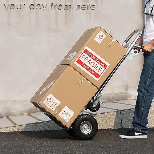 Miniatura 9 de VEVOR Camión de mano plegable de aluminio, diseño 2 en 1 de capacidad de 1000 libras, carrito plegable industrial resistente, carrito de ruedas con