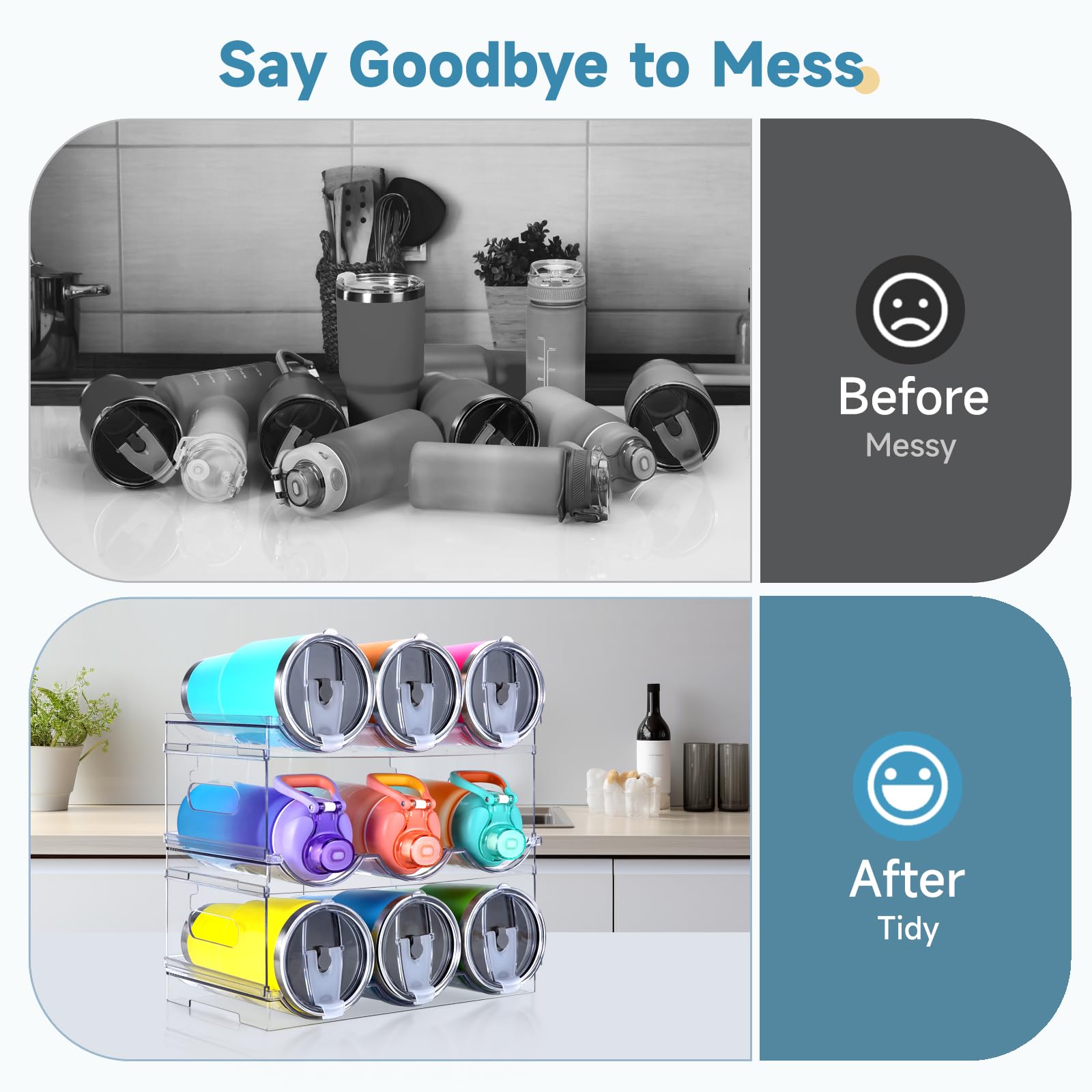 Snapklik.com : Water Bottle Organizer For Cabinet, Large Compartment ...