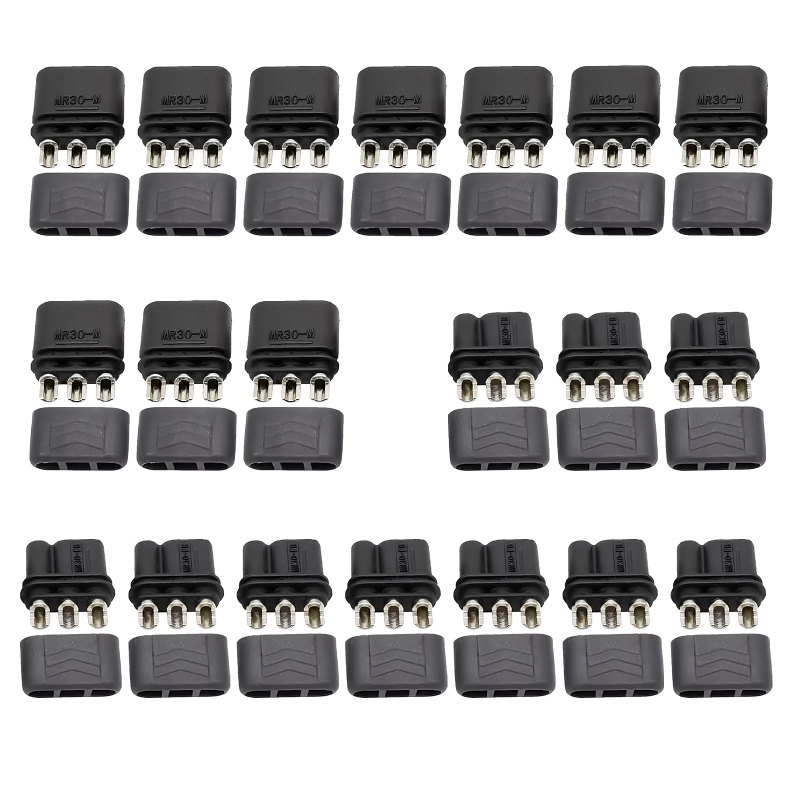 10pair Amass MR30 Male Female Connector Plug with Sheath for RC Lipo Battery RC Multicopter Airplane Aircraft Model -Black