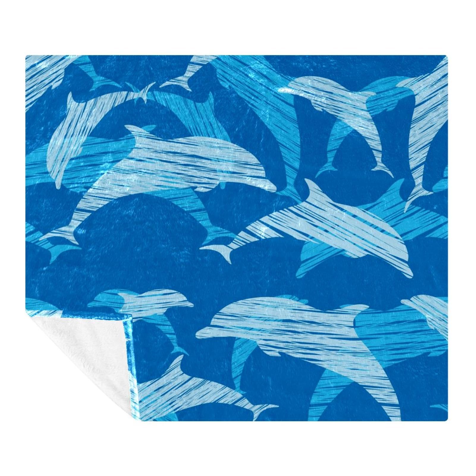 Couverture polaire microfibre légère et thermo-régulatrice motif dauphin