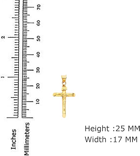 Miniatura 3 de Colgante de cruz grabado de Jesús de oro amarillo de 14 quilates, acabado pulido con dije de crucifijo, símbolo espiritual hecho a mano, joyería