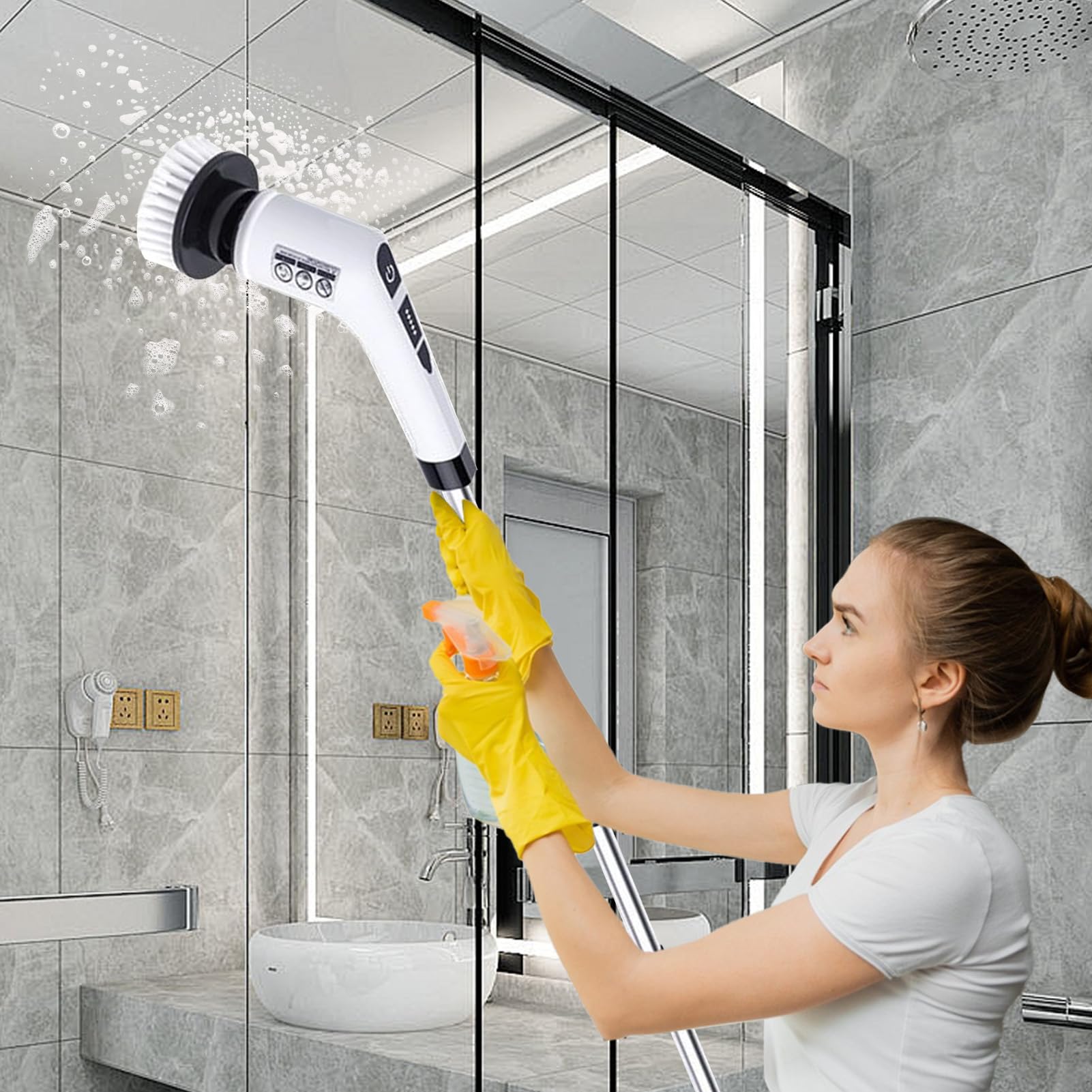 Cepillo Limpiador Para Suelos Cepillo Multiusos para Suelos | Desempolvador Raspador Pulidor Con Mango Largo Y Empuñadura Antideslizante Para Pared Puerta Bañera Exterior Coche