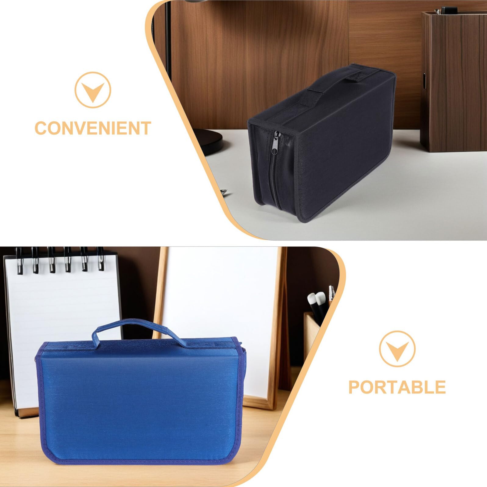 LIFKOME 2 Pezzi Custodia Protettiva Cd Dischi Organizer Portatile con Zip Custodia Rigida Salvaspazio per Dvd e Cd Polvere per Casa Ufficio Viaggi e Auto Nero e Blu