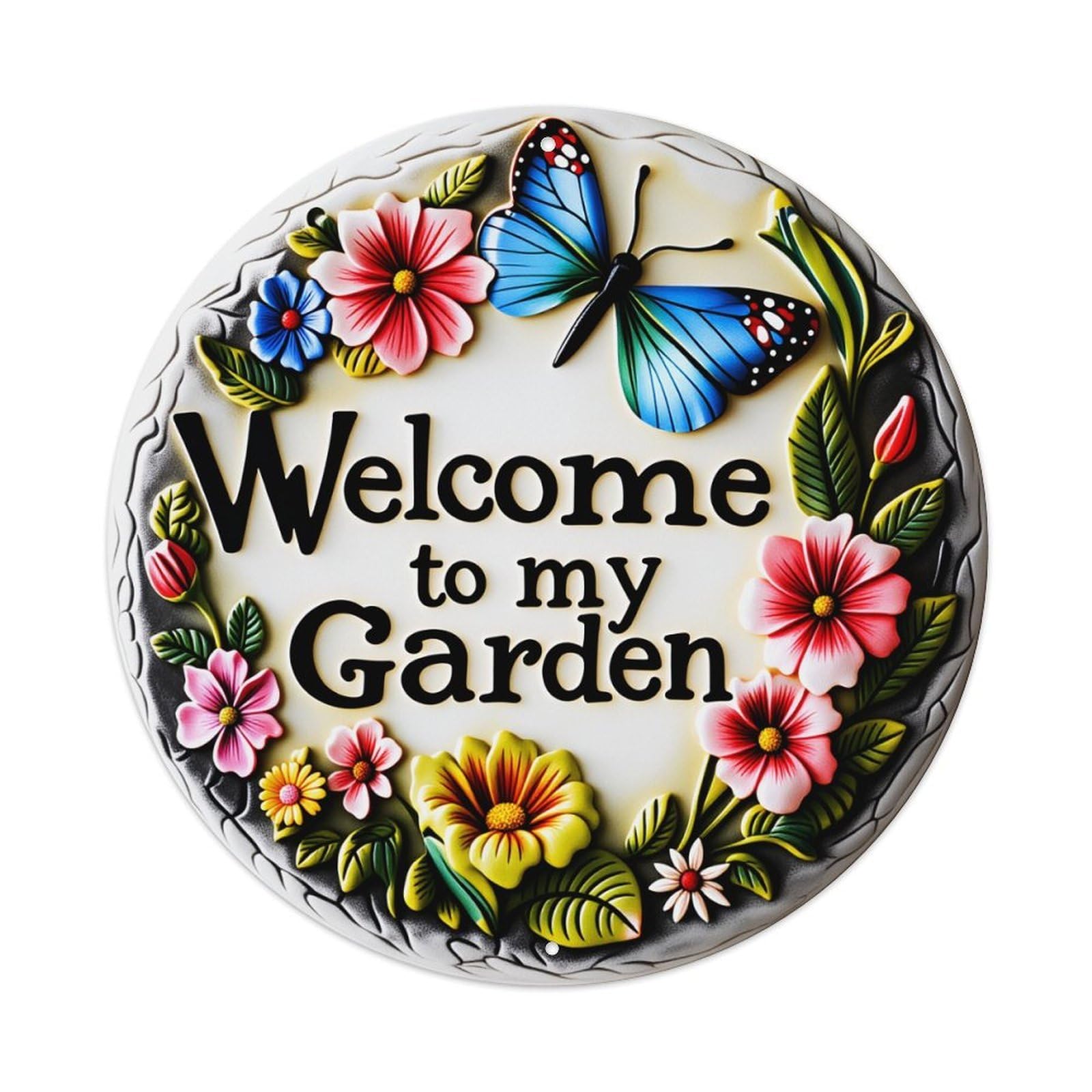 Welcome To My Garden Round Tin Sign Vintage Metal Poster Retro Bar, Home, Man Cave, Kitchen, Laundry Room Wall Art Decor Gift 8x8Inch