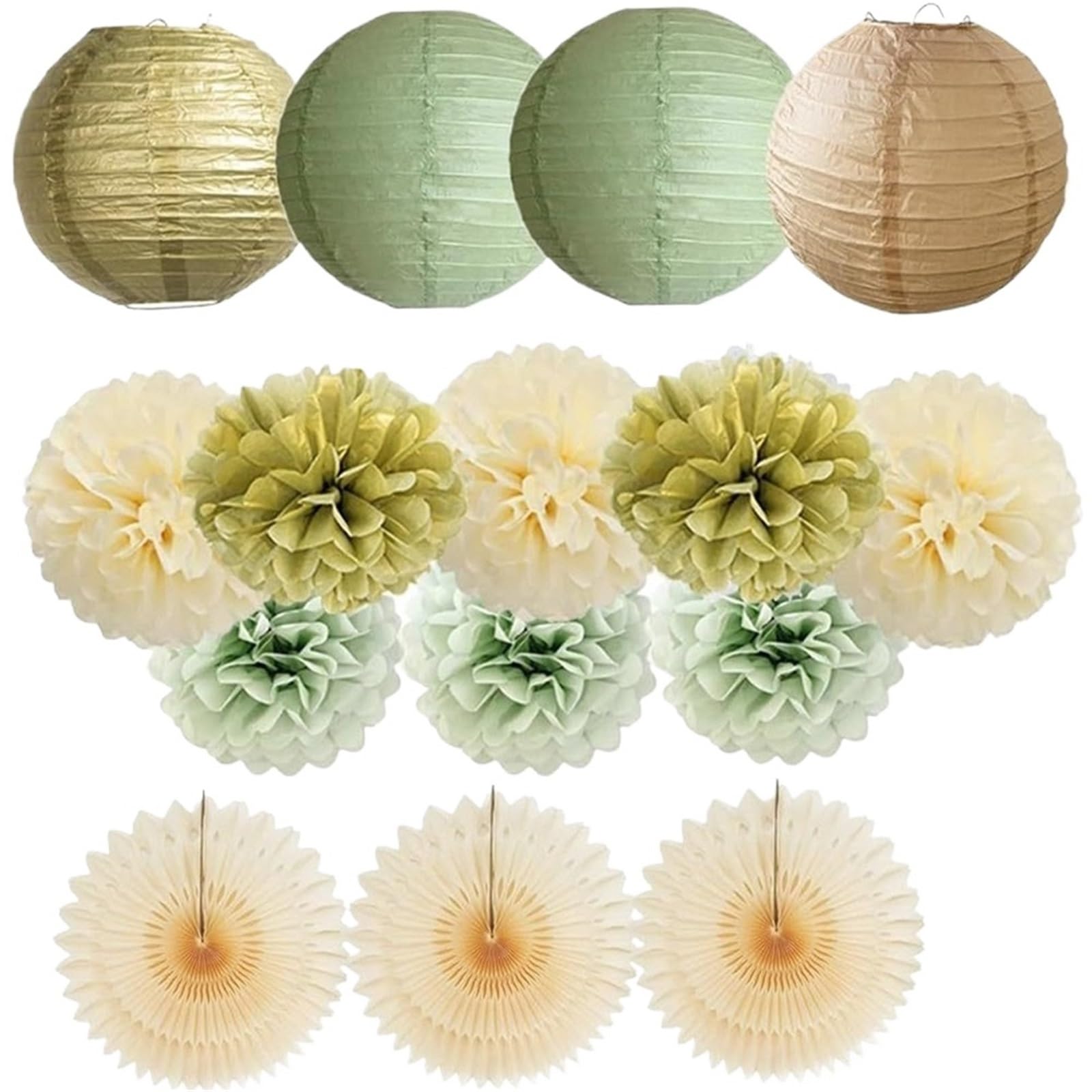 Pompones Decoracion Linternas de papel Abanicos Pompones