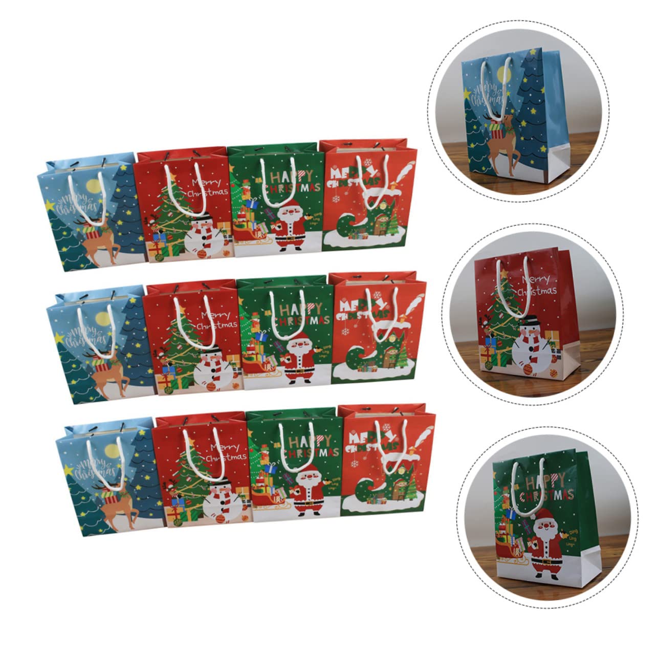 Didiseaon 12pezzi Sacchetti di Natale di Carta per Alimenti Stampa Natalizia per Conservare Biscotti e Caramelle Sacchetti Regalo Decorativi
