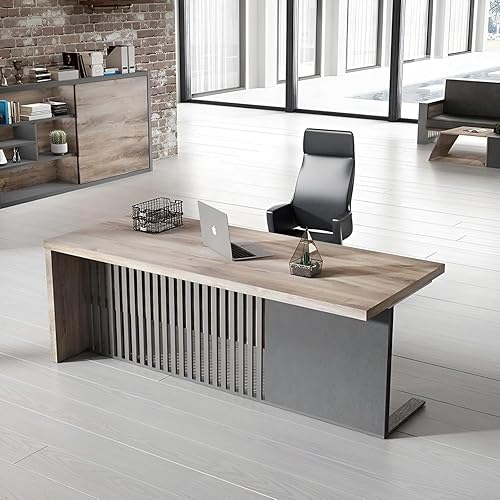 Escritorio de oficina ejecutivo moderno de 70.87 pulgadas, escritorio de computadora para oficina en casa, muebles de negocios, estación de trabajo