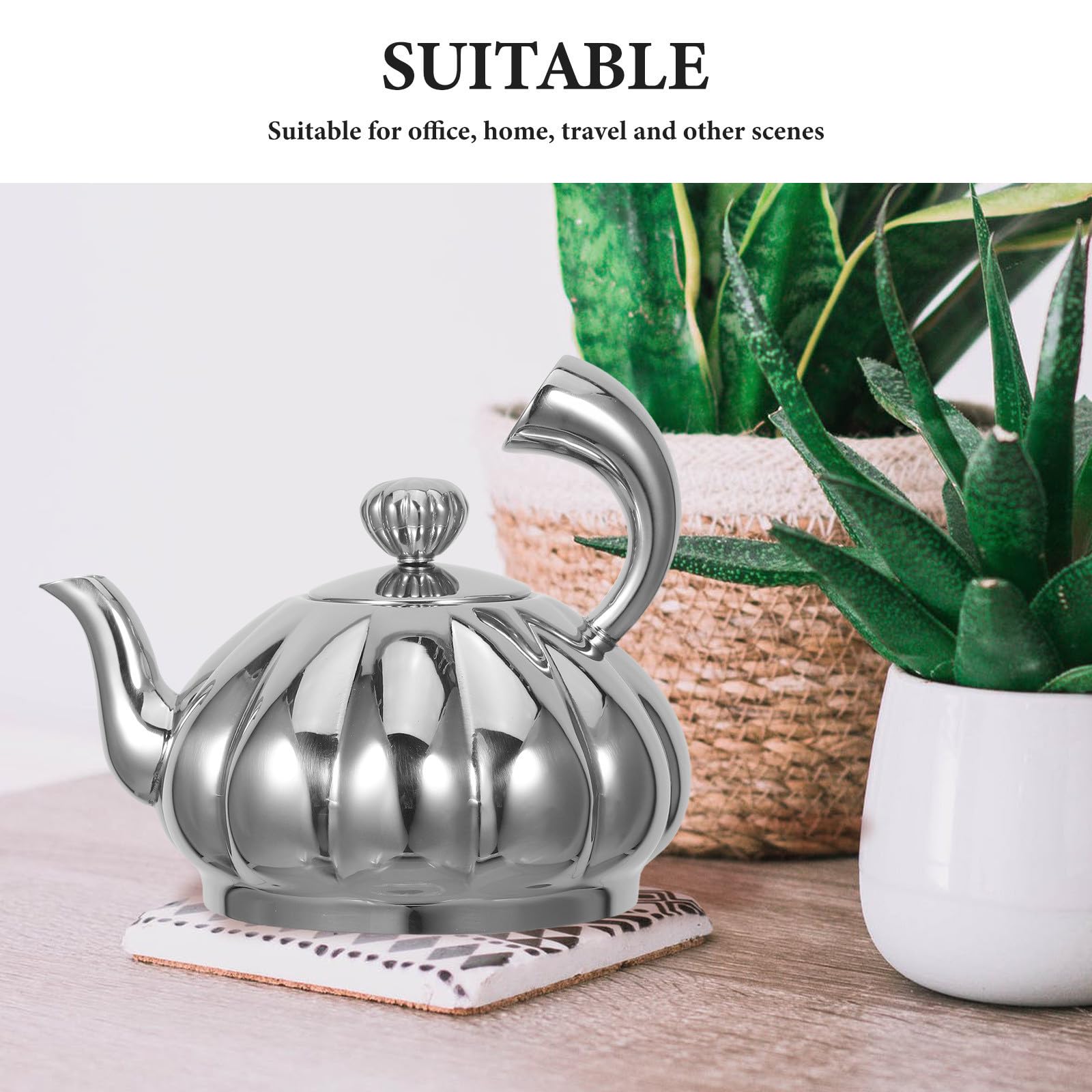 Kleine Teekanne aus Edelstahl mit Herausnehmbarem Infuser 350ml Kompakte Kürbisform Elegantes Design für Reisen und Büro