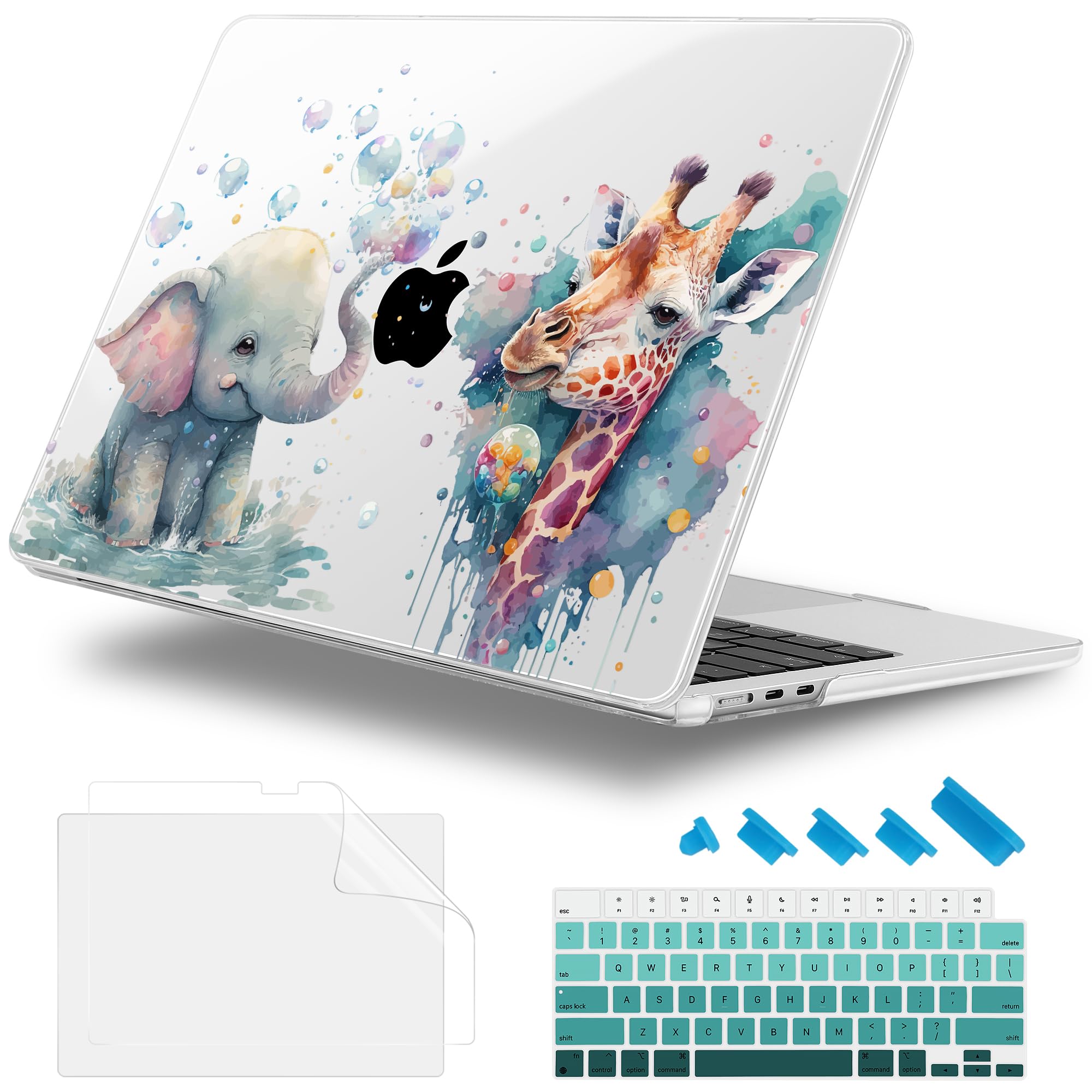 Funda para MacBook Air de 13.6 pulgadas con chip M2 A2681 versión 2022, funda rígida de plástico con protector de pantalla y cubierta de teclado para MacBook Air de 13.6 pulgadas, compatible