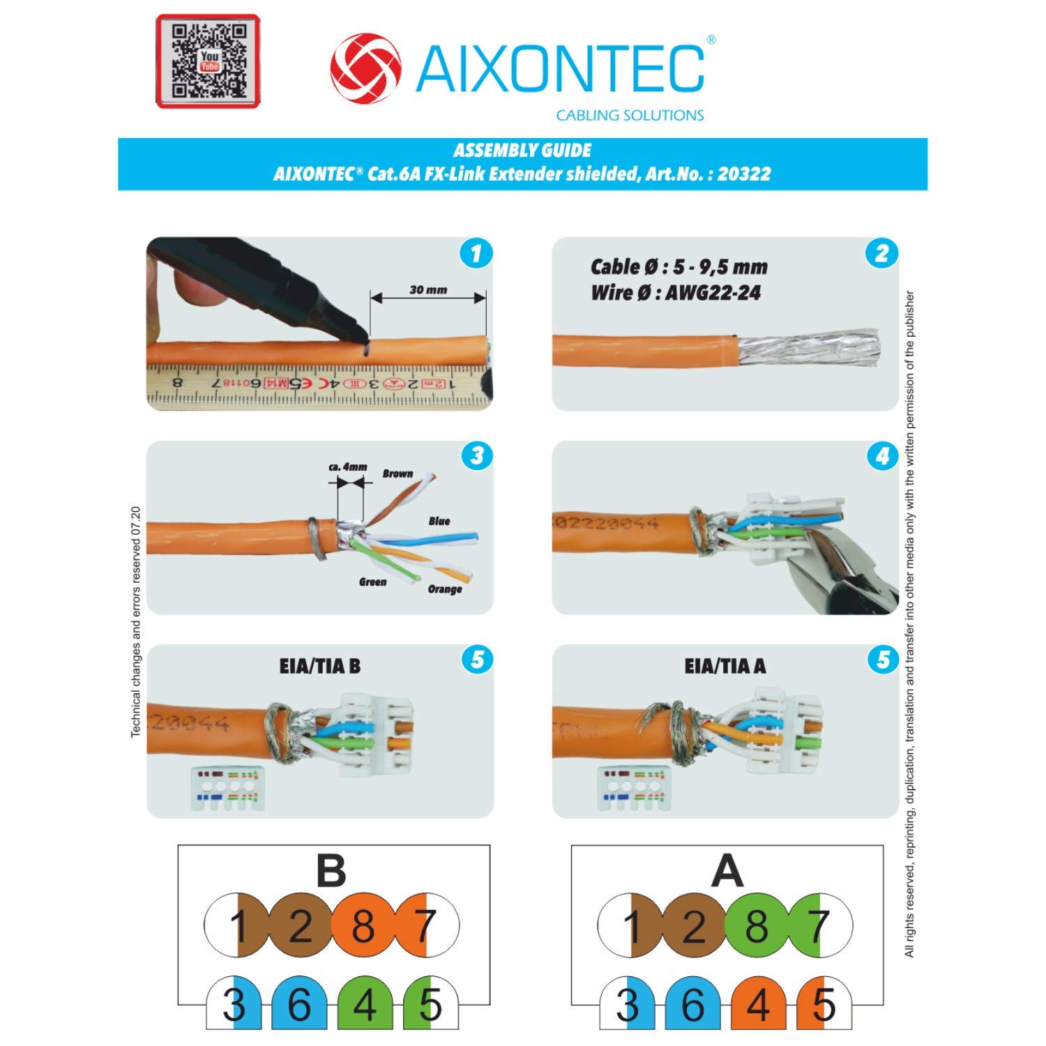 AIXONTEC 4 x fixLink LAN Verbinder Cat.6A Netzwerk Verbindungsmodul für Cat.7 Kabel Ethernet Adapter geschirmt | AWG 23 Datenkabel LSA Netzwerkverbinder geeignet für CAT5 CAT6 CAT6A CAT 7 LANKabel