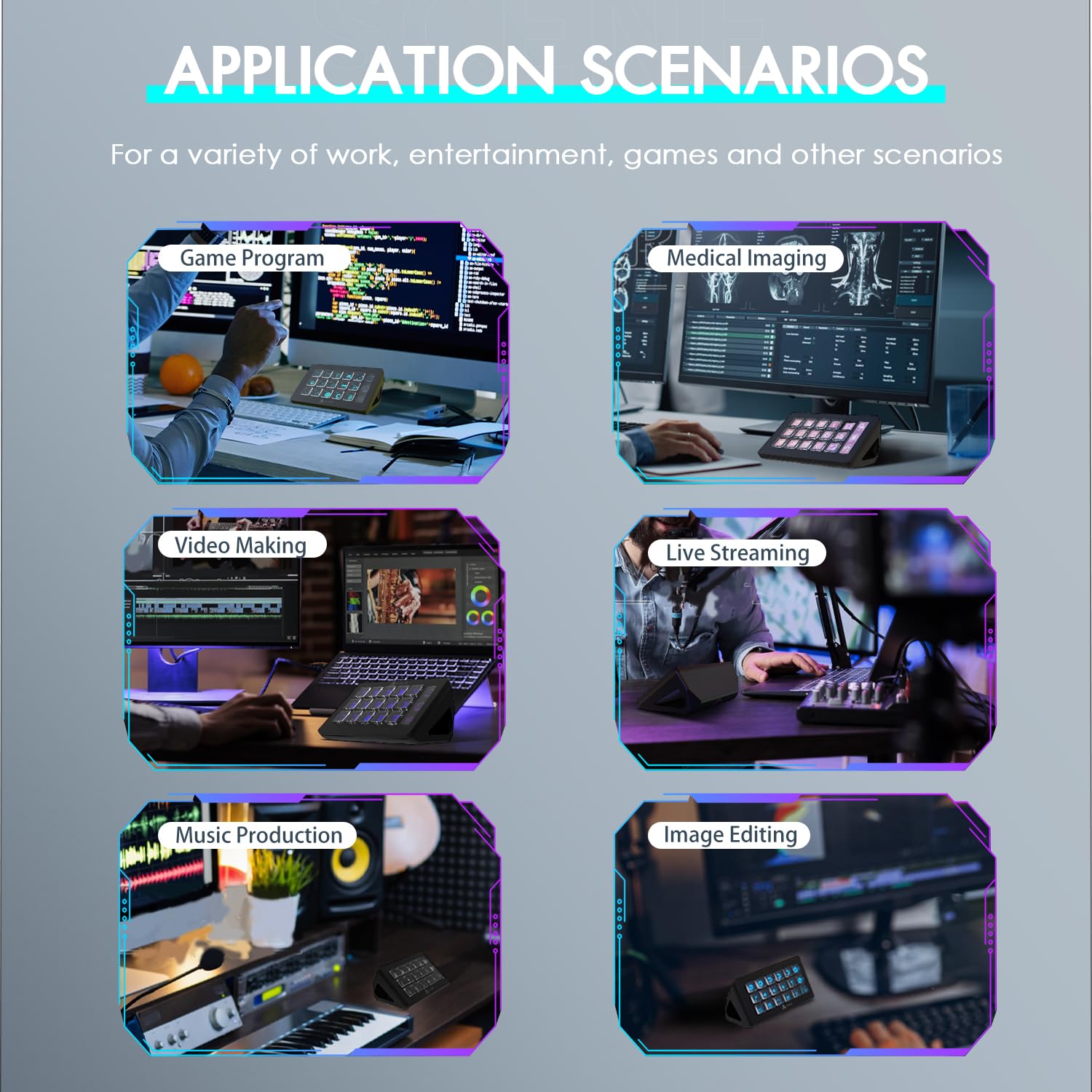 Controller da studio KUIYN AKP153, 15 tasti macro, attiva azioni in app e software come OBS, Twitch, YouTube, console personalizzata per streaming live, editing di foto e video, con PC/Mac (nero)