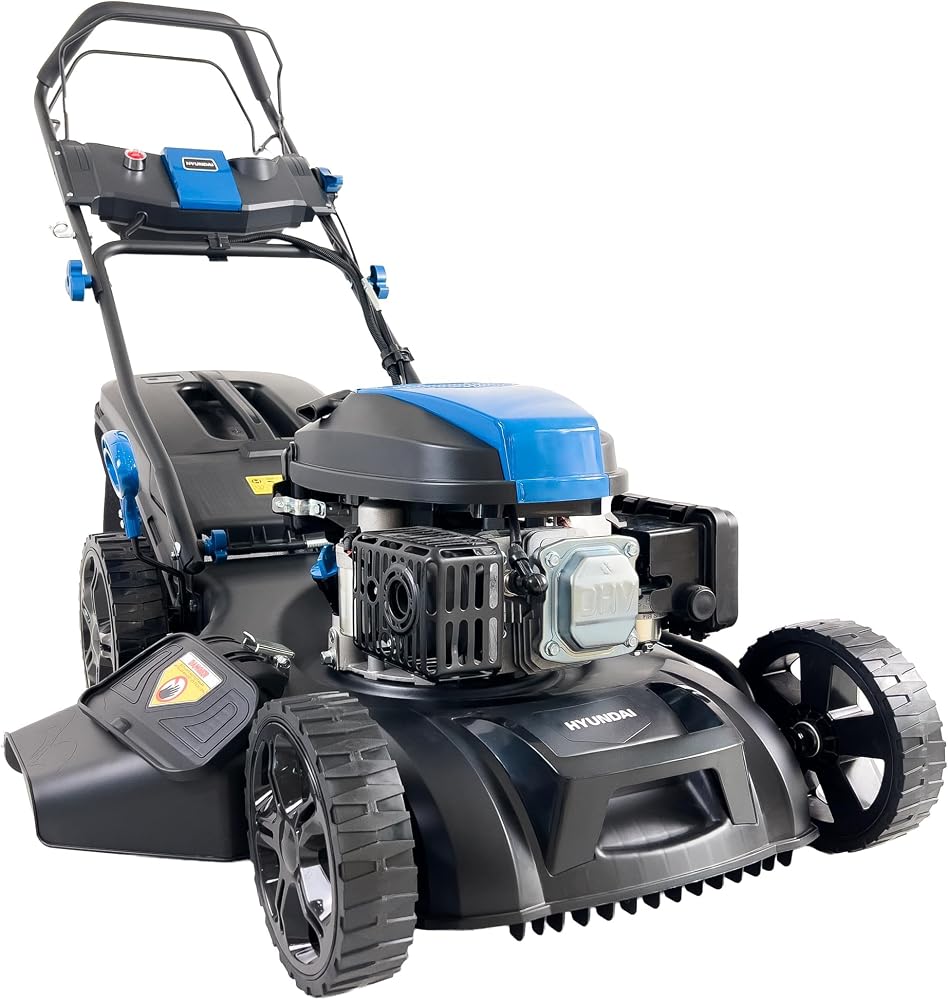 Hyundai Tondeuse à Gazon Thermique Autotractée Noire 51 cm, Moteur 196 cm3 5,5 CV, Bac 60 L, Coupe 4-en-1 Mulching, Garantie 3 Ans - HYM20200SPX-EU