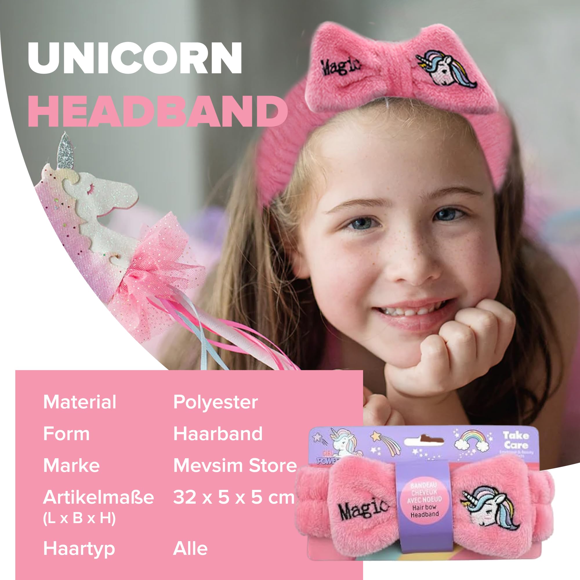 Unicorn Hair Band, with Letters Cute and Wide for Women and Girls, Omg Turban Elasticated Fleece Make-Up Gift Idea - Image 3