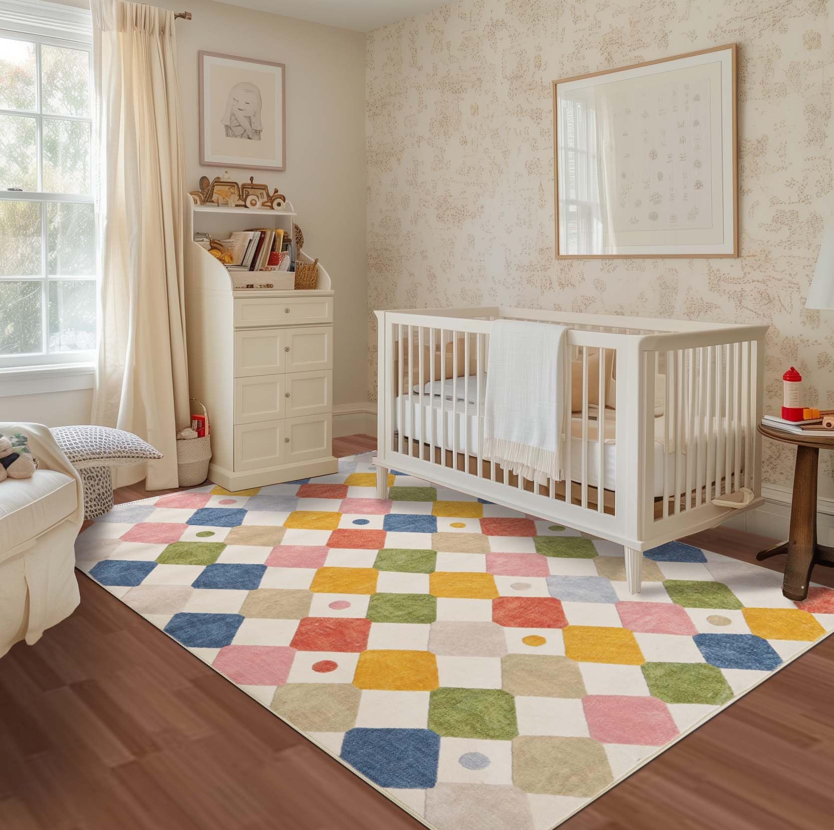 TOPICK Tappeto per soggiorno, lavabile, a pelo corto, morbido, moderno, a rombi, 150 x 210 cm, geometrico, antibatterico, pieghevole, antiscivolo, camera da letto, soggiorno, corridoio, bagno
