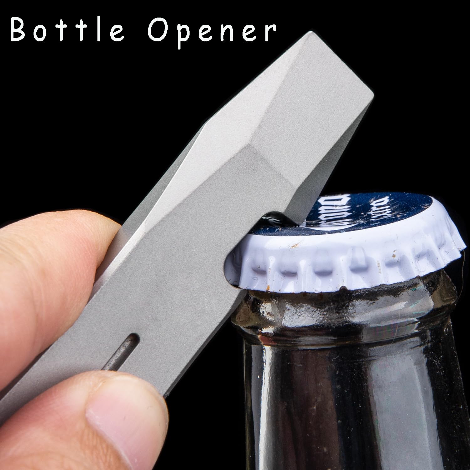 Hamans Titanium Multi-Tool Pry Bar Bottle Opener Keychain Pocket Mini Crowbar, Silver - Image 3