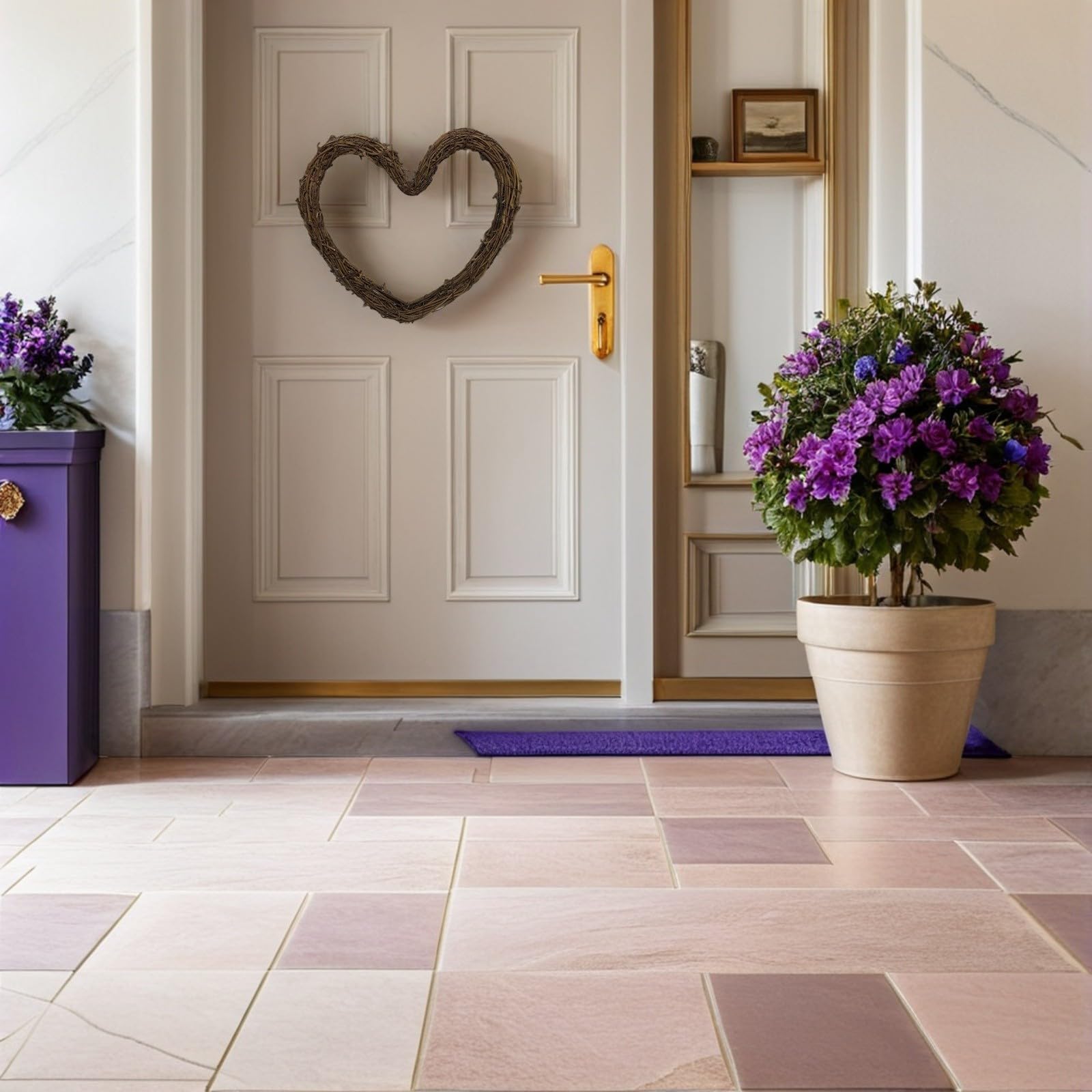 Operitacx 4 Piezas Anillo de Ratán Artesanal Forma de Corazón de 14 Pulgadas, Decoración Navideña Rústica y Natural para Puerta y Hogar, Fácil de Colgar