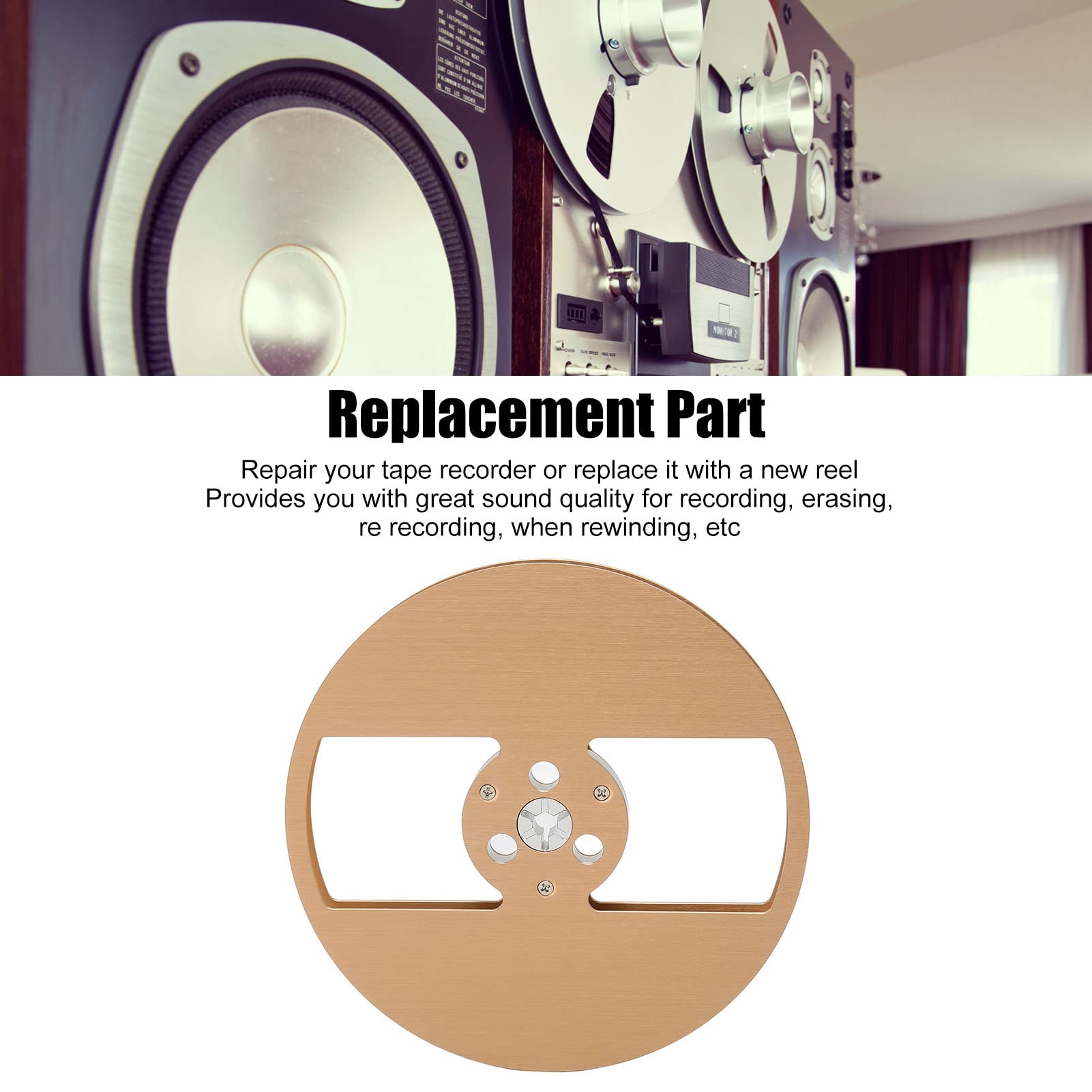Reel to Spool Pickup Spool, Empty 2 Hole Aluminum Alloy Reel 1/4 7 Inch, Tape Collecting Spool Machine Part for Tape