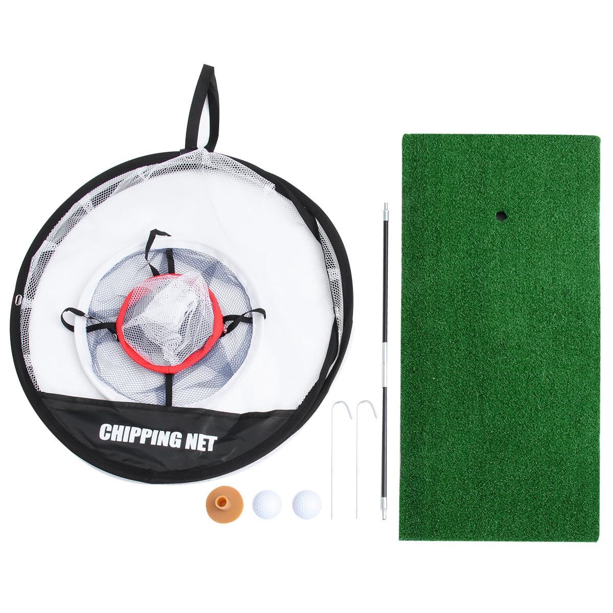 Hemobllo Red de Práctica de Chipping Portátil para Golf Jaula Emergente Plegable de Metal y Red Resistente Tapete de Astillado para Interior y Exterior Ayuda Formación y Precisión de