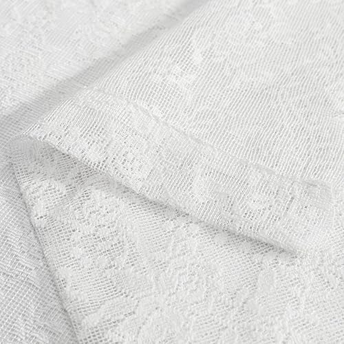Miniatura 7 de Cortinas de encaje floral blanco puro de 36 pulgadas de largo, cortinas de cocina de encaje blanco con patrón floral de rosa campestre, cortinas