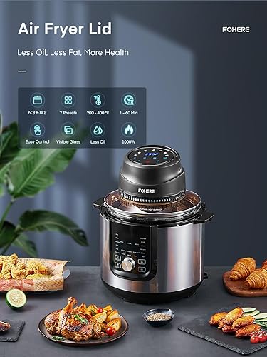 Miniatura 3 de Tapa de freidora de aire para olla instantánea de 6 cuartos de galón  8 cuartos de galón, 7 en 1 con pantalla táctil LED, convierte tu olla a