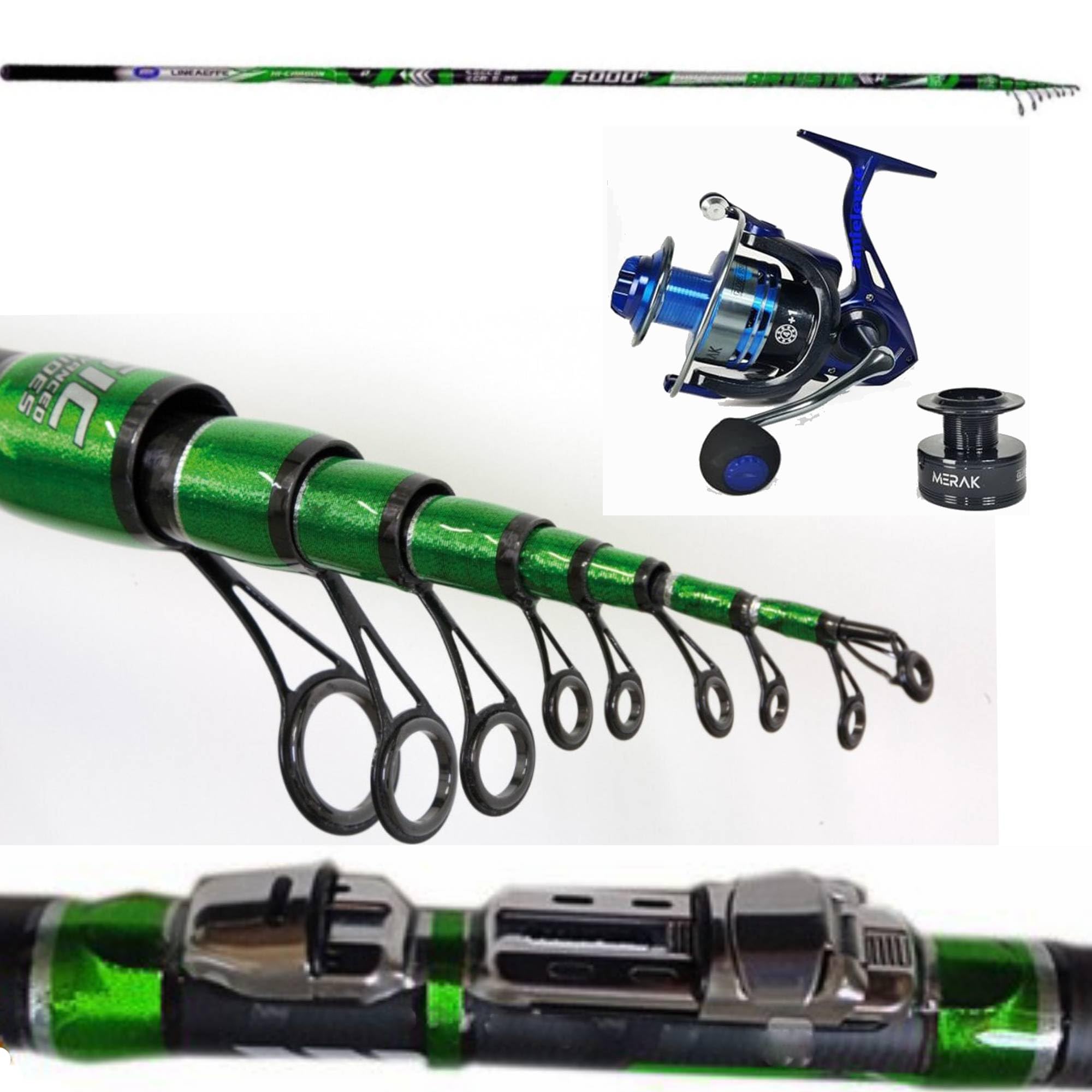 Canna Bolognese Metri 8 In Carbonio Pesca Carpa Spigola Orata Con Mulinello Kit