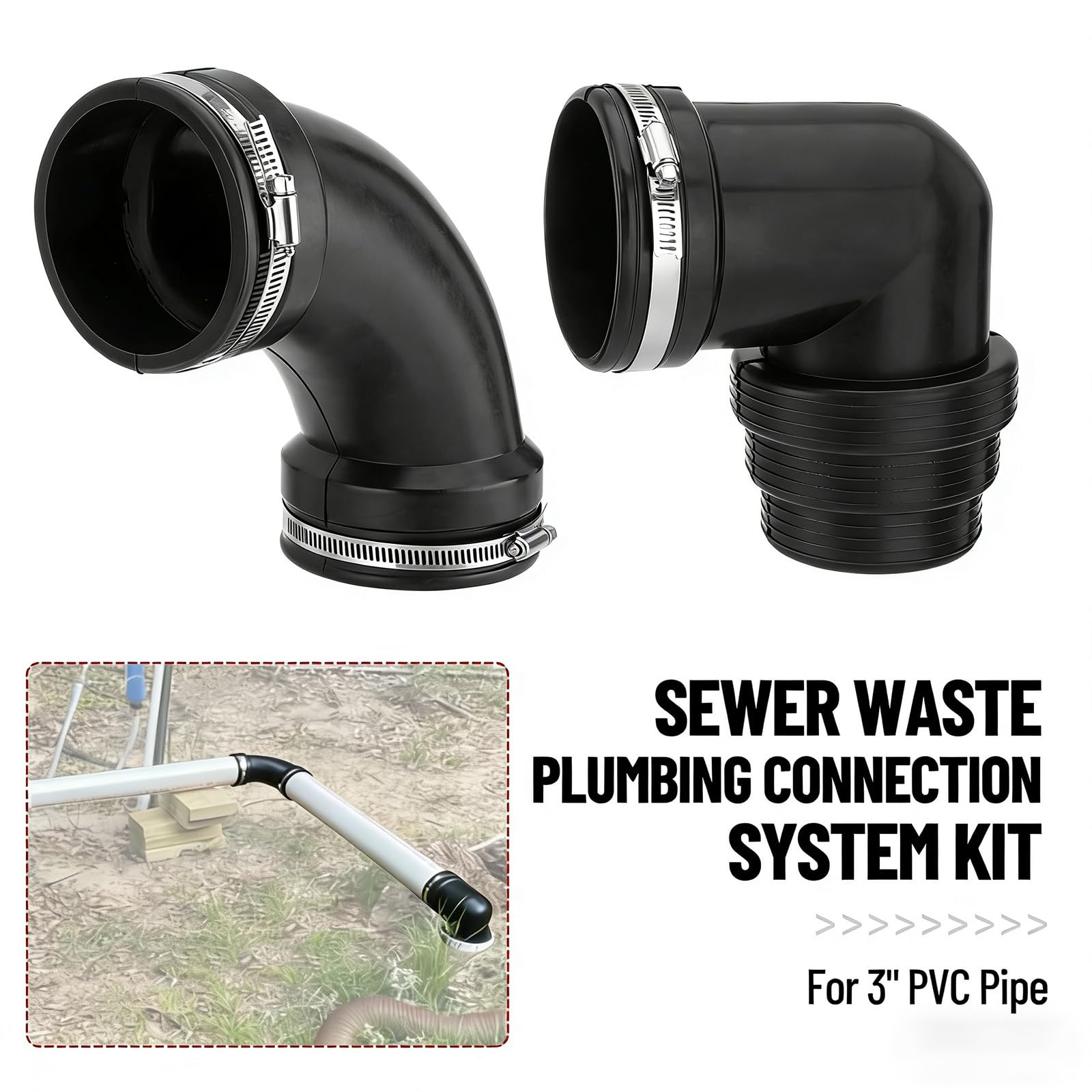 6 tubos de aguas residuales adecuados de PVC de tres ruedas de 3 pulgadas en remolques de mochileros que garantizan una instalación inmunológica impermeable y drenaje de mochilero