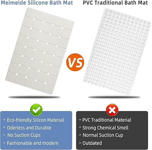 Miniatura 4 de Tapete de baño antideslizante de silicona, suave, inodoro, sin ventosas, para superficie reacabada, reglada y texturizada, tapete antideslizante de