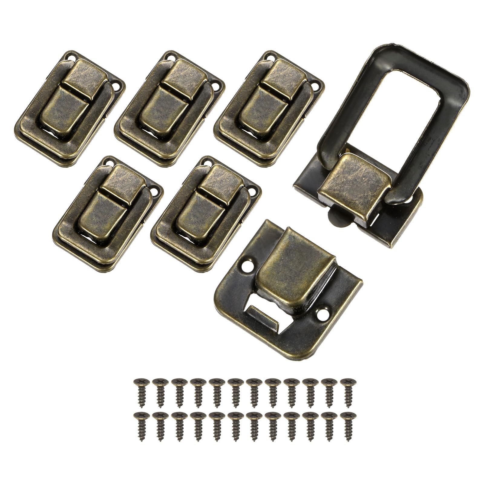 M METERXITY 6 Pack Toggle Catch Lock, 1.5 x 1 in Metal Hasp Latches Decorative Clasp with Screws for Jewelry Case/Wooden Boxes/Suitcase, Retro Style Clasp [Bronze]